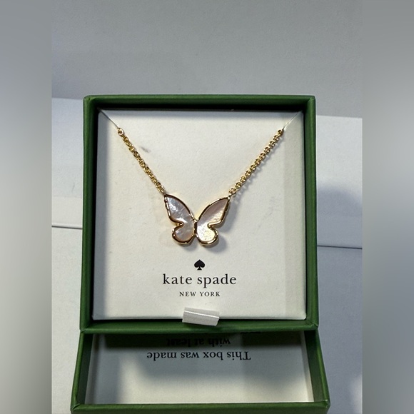 Kate Spade All a Flutter Butterfly Necklace Mother of Pearl. New in Box